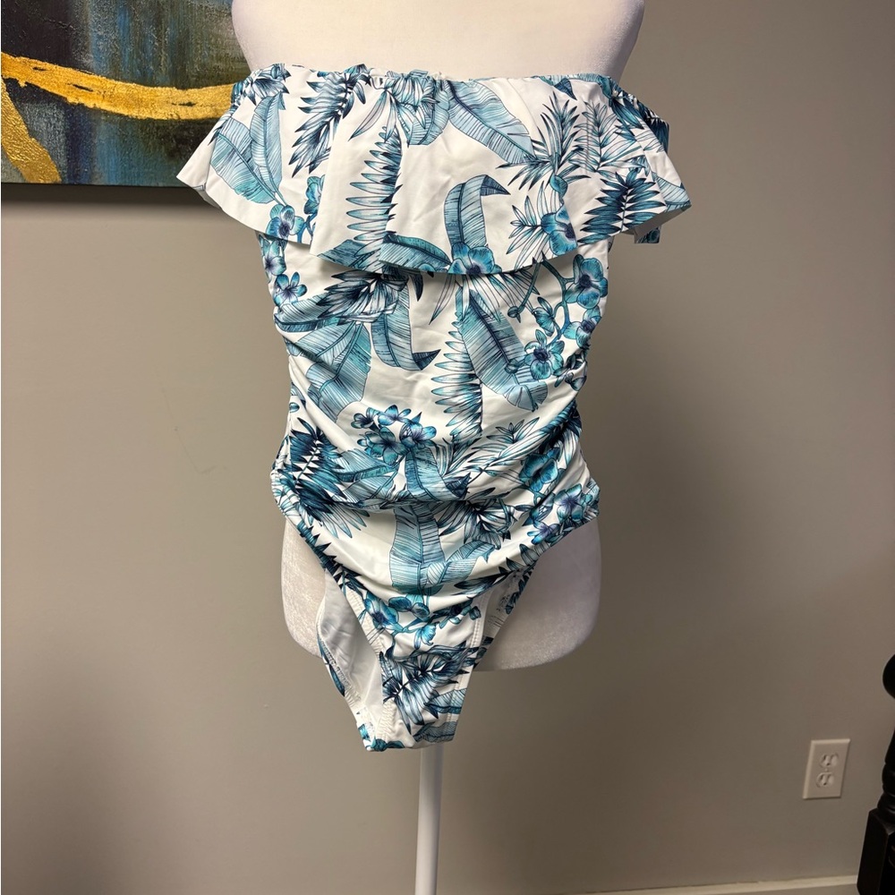La Blanca Blue and White Floral One Piece Swimsuit